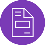 A purple circle with an image of a document.